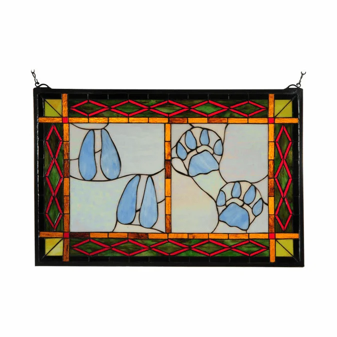Meyda Lighting 74144 Deer & Cougar Tracks Tiffany Stained Glass Window