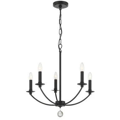 Mila Five Light Chandelier in Black (60|MIL-8005-BK)