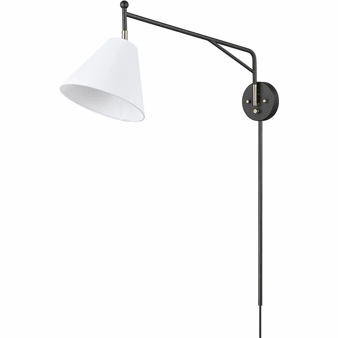 Millennium 13001-MB/VB Elane Matte Black/Vintage Brass Wall Swing Arm Lamp