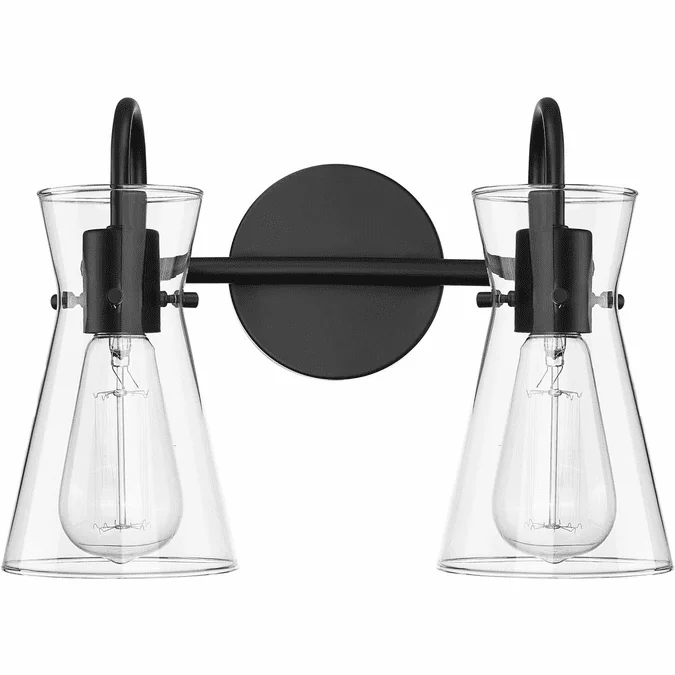 Millennium 21002-MB Camellia Contemporary Matte Black 2-Light Bath Light Fixture