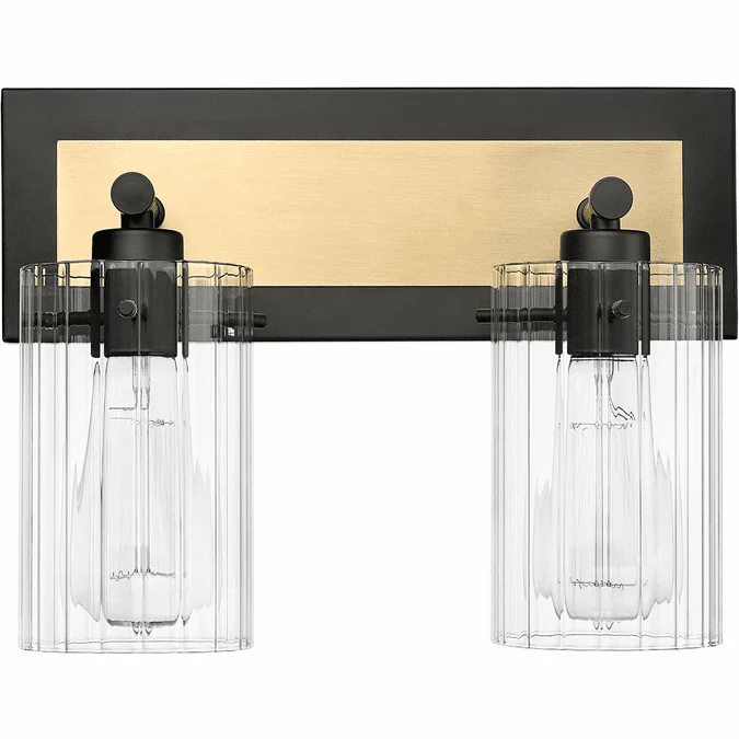 Millennium 25002-MB/VB Gasol Contemporary Matte Black / Vintage Brass 2-Light Bathroom Light Fixture