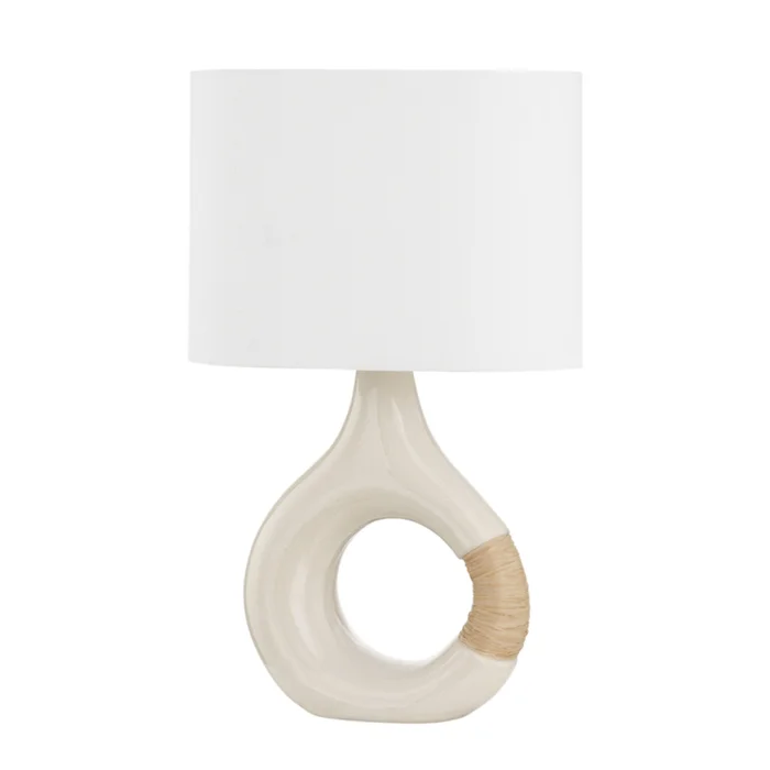 Mindy 1-Light Table Lamp in Aged Brass/Ceramic Ivory Crackle by Becki Owens 16L x 9W x 25.25H