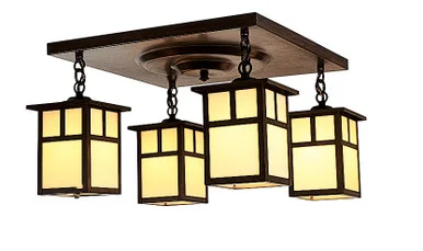 Mission Four Light Ceiling Mount in Antique Brass (37|MCM-5/4TCR-AB)