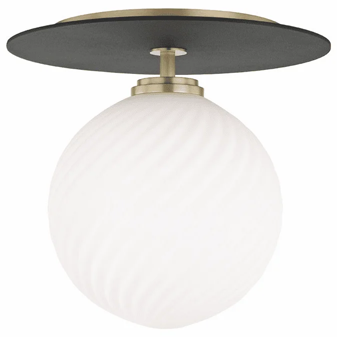 Mitzi H200501L-AGB-BK Ellis Modern Aged Brass / Black LED 10″ Overhead Light Fixture