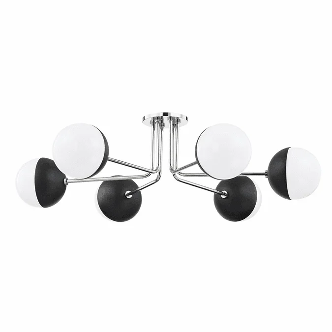 Mitzi H344606-PN/BK Renee Modern Polished Nickel and Black Ceiling Light Fixture