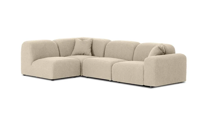 Mobital Arcos 4Pcs (Chair RAF+2X Armless+Corner) Sectional Frost Beige Fabric SER-ARCO-FROB-4PCS