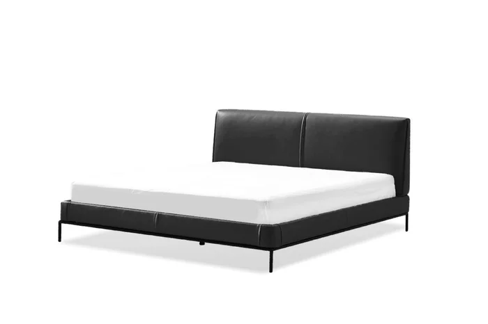Mobital Barolo Upholsetered Bed King Black Leatherette BED-BARO-BLLE-KING