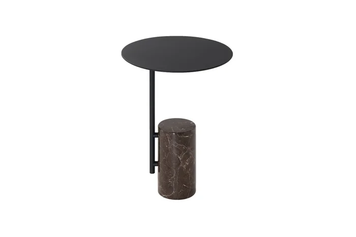 Mobital Butler End Table Black Powder Coated Steel, Brown Marble WEN-BUTL-BLAC-