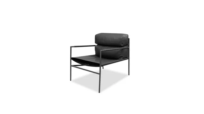 Mobital Caja Lounge Chair Panther Black Black Powder Coated Steel Legs LCH-CAJA-BLAC-PCBLA