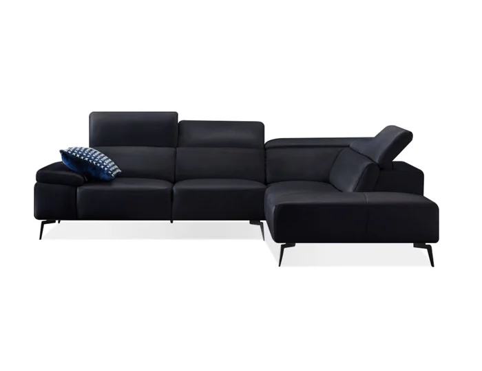 Mobital Camello RSF Chaise Sectional Black with Adjustable Headrest Mechanism RSF-CAME-BLAC-PCBL2