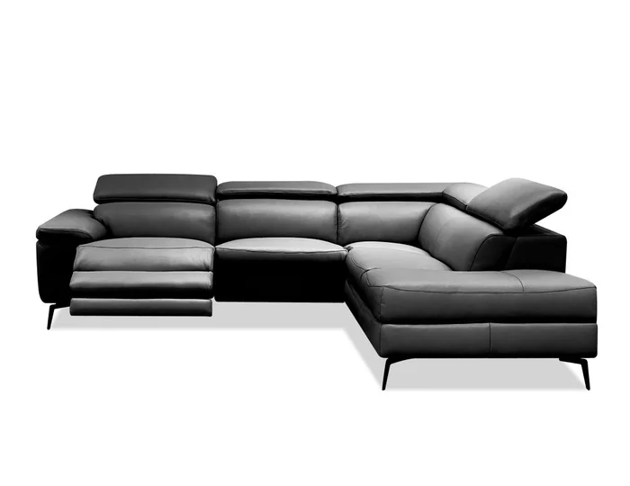 Mobital Camello RSF Chaise Sectional Black with Electric Recliner, Adjustable Headrest Mechanism RSF-CAME-BLAC-PCBRE