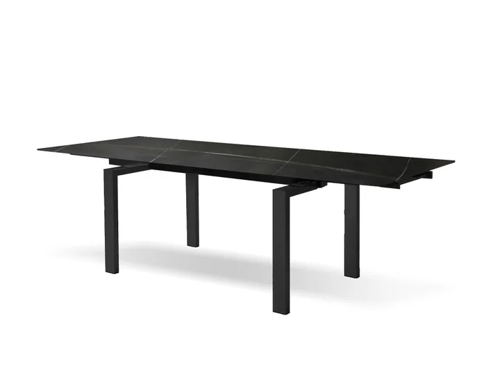 Mobital Cantro Extension Dining Table Shakespeare Black Sintered Stone, Black Powder Coated Steel Base DTA-CANT-SBLA-BLAC