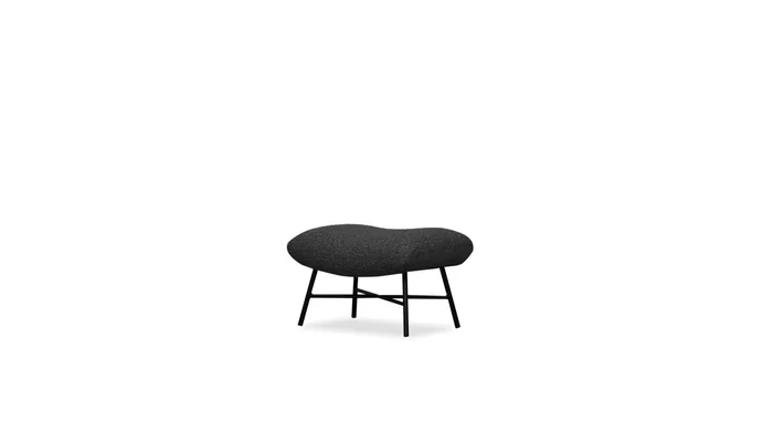 Mobital Caraway Ottoman Black Leatherette Black Powder Coated Steel Base OST-CARA-BLAC-PCBLA