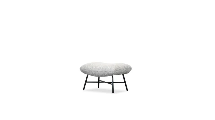 Mobital Caraway Ottoman Putty Boucle Fabric Black Powder Coated Steel Base OST-CARA-PUBO-PCBLA