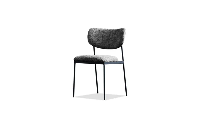 Mobital Clique Dining Chair Chalkboard Grey Fabric Black Powder Coated Steel Base (Set of 2) DCH-CLIQ-CHAG-PCBLA
