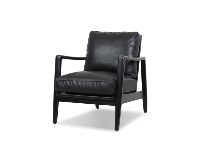 Mobital CRAFtsman Lounge Chair Black Leather Black Ash Wood Frame LCH-CRAF-MBLA-BLAC