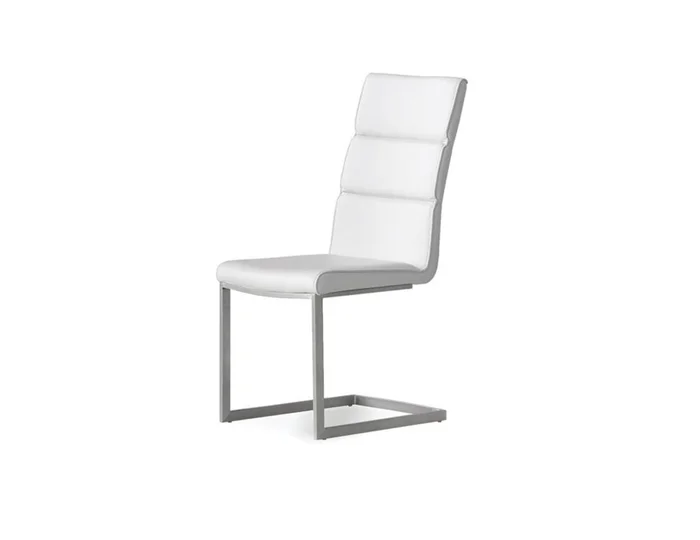 Mobital Duomo Dining Chair White Leatherette Brushed Legs (Set of 2) DCH-DUOM-WHIT- CLOSEOUT