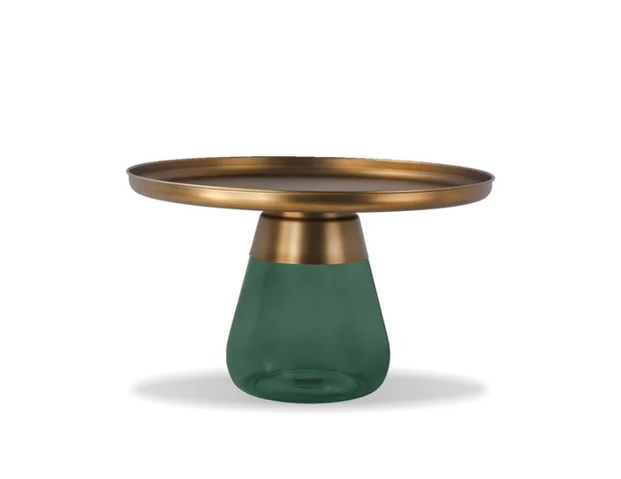 Mobital Duverre Coffee Table Brass Aluminum Green Glass WCO-DUVE-BRAS-GREEN