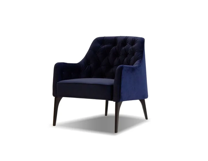 Mobital Ellington Lounge Chair Navy Velvet Solid Wood Black Legs LAR-ELLI-NAVY-BLACK