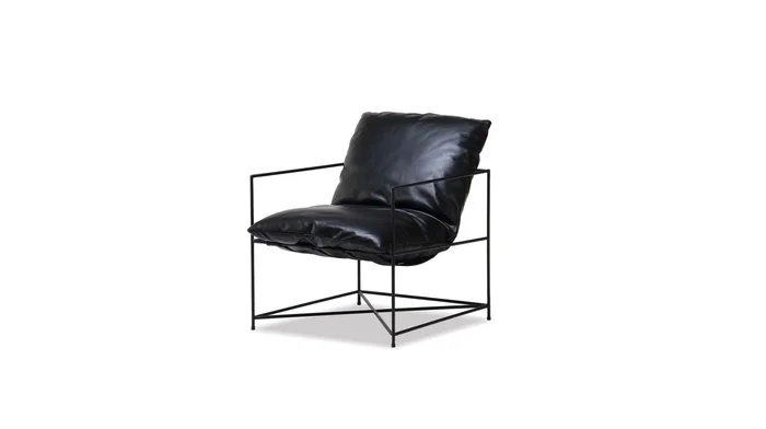 Mobital Ericsson Lounge Chair Black Vintage Leather Black Powder Coated Steel Base LCH-ERIC-BLAC-BLAC