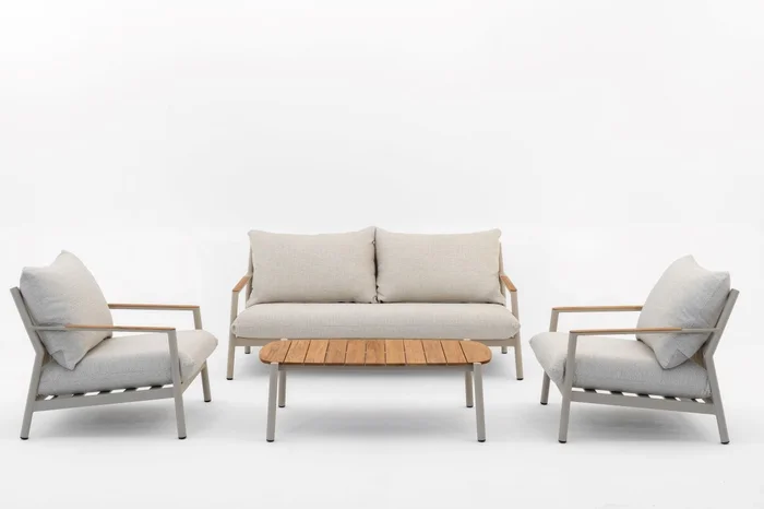 Mobital Giardino 4Pcs Set (1 Loveseat, 2 Lounge Chair,1 Coffee Table ) Buttercream Sunproof Fabric SOT-GIAR-BUCR-4PCS