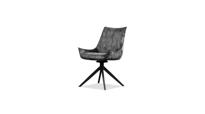 Mobital Giulia Swivel Dining Chair Anthracite Fabric (Set of 2) DCH-GIUL-ANTH-PCBLA