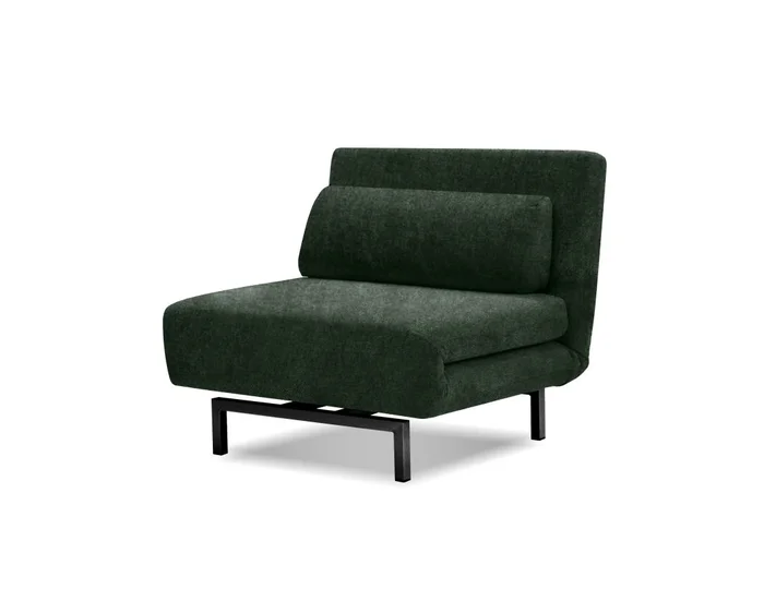 Mobital Iso Swivel Chairbed Green Leaf Fabric Black Powder Coated Legs CHA-ISO1-GREE-PCBLA