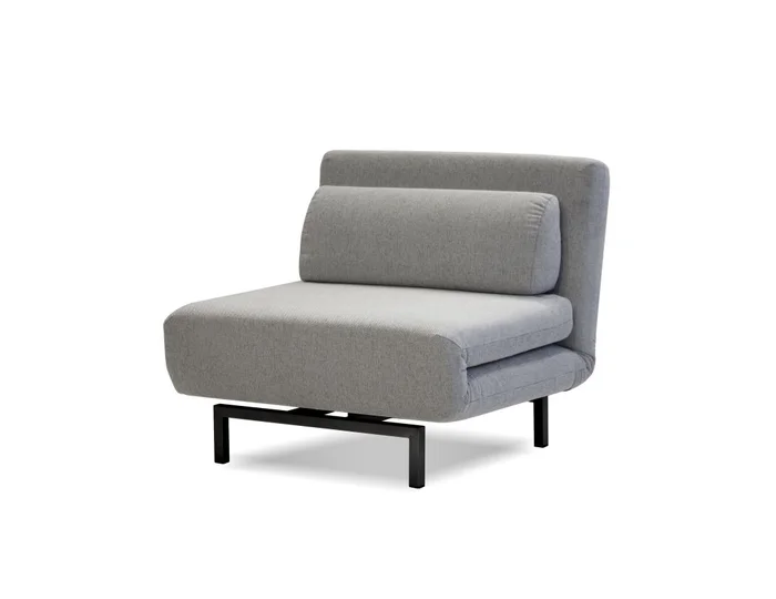 Mobital Iso Swivel Chairbed Silver Tweed Fabric Black Powder Coated Legs CHA-ISO1-SILV-PCBLA