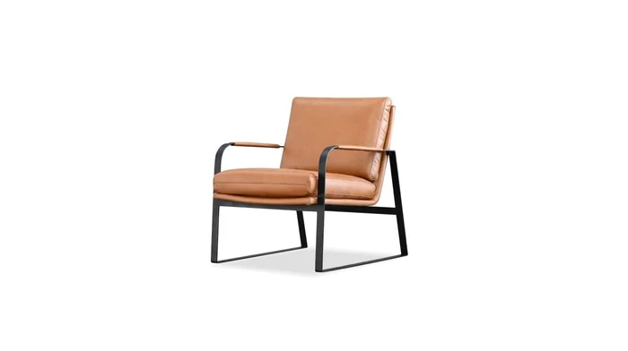Mobital Jameson Lounge Chair Cognac Leather Black Powder Coated Legs LAR-JAME-COGN-PCBLA
