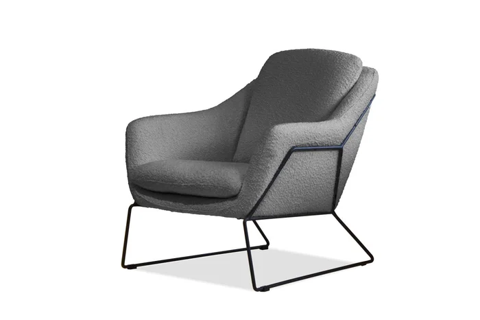 Mobital Jasper Lounge Chair Smoke Boucle Fabric Black Powder Coated Legs LCH-JASP-SMBO-BLAC2