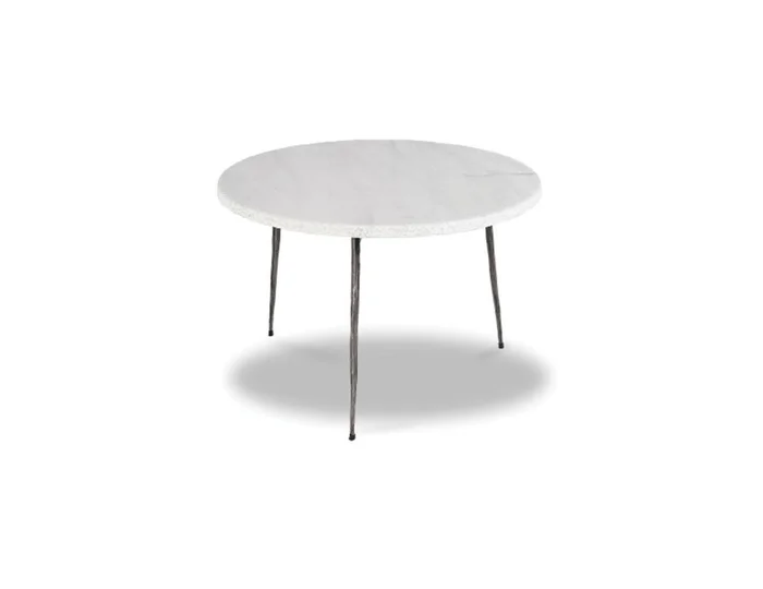 Mobital Kaii Low End Table White Marble Hammered Edge/Black Iron Legs WEN-KAII-WHIT-LOW