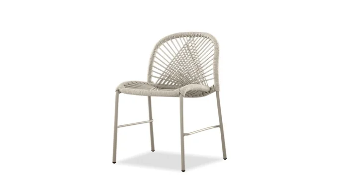 Mobital Kamari Stackable Dining Chair Ivory Rope Taupe Powder Coater, Indoor-Outdoor (Set of 4) DCH-KAMA-IVOR-TAUPC