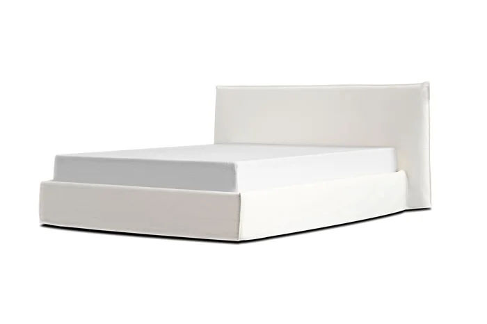Mobital Marseille Storage Bed King Warm White Fabric BED-MARS-WARW-KING
