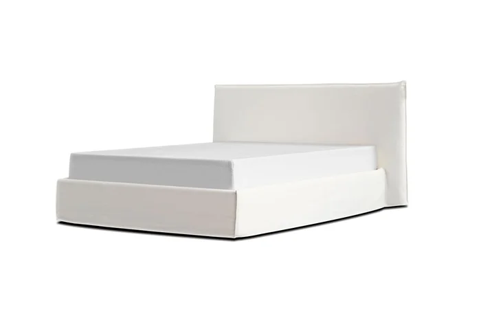 Mobital Marseille Storage Bed Queen Warm White Fabric BED-MARS-WARW-QUEEN