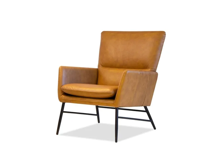Mobital Morisson Lounge Chair Vintage Whiskey Leather Black Powder Coated Legs LCH-MORI-WHIS-PCBLA