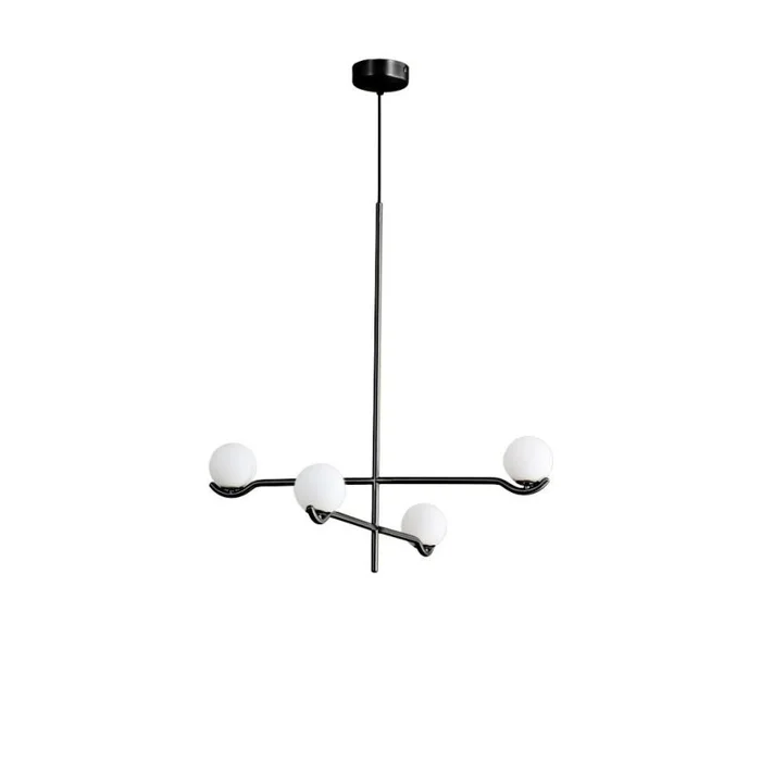 Mobital Nebula Pendant Lamp 2 Arm White Glass Black Powder Coated Frame ALP-NEBU-BLAC-2ARM