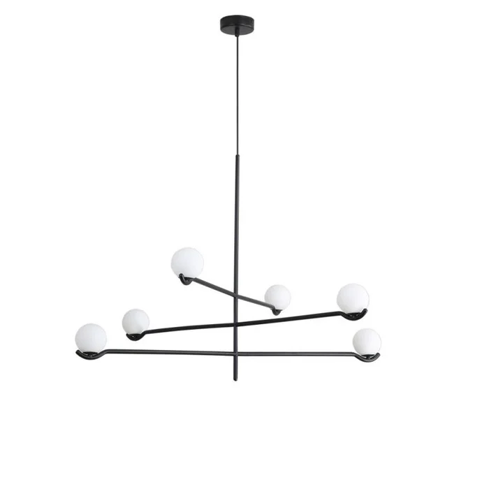 Mobital Nebula Pendant Lamp 3 Arm White Glass Black Powder Coated Frame ALP-NEBU-MBLA-3ARM