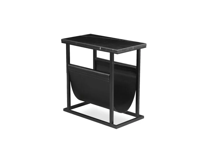 Mobital Onix Magazine Rack/ End Table Black Semi-Honed Marble Black Powder Coated Frame WRA-ONIX-BFRA-BMAR2