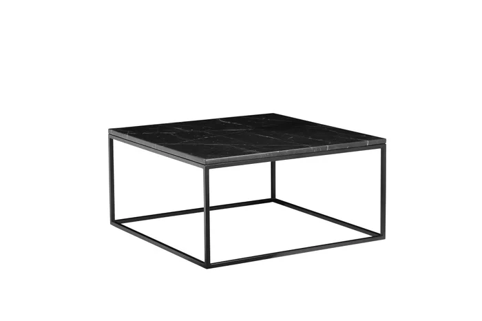 Mobital Onix Square Coffee Table Black Semi-Honed Marble Black Powder Coated Frame WCO-ONIX-BLAC-SQ2PC