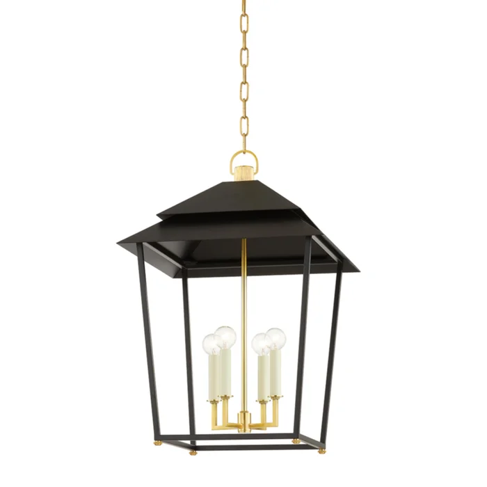 Natick 4-Light Lantern in Aged Brass 18L x 18W x 27H