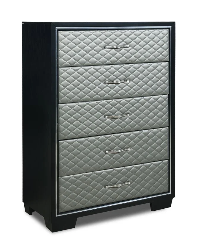 New Classic Furniture Luxor 5 Drawer Chest in Black/Silver B2025-070