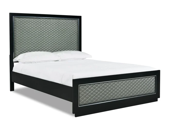 New Classic Furniture Luxor Cal King Panel Bed in Black/Silver B2025-110;B2025-120;B2025-230