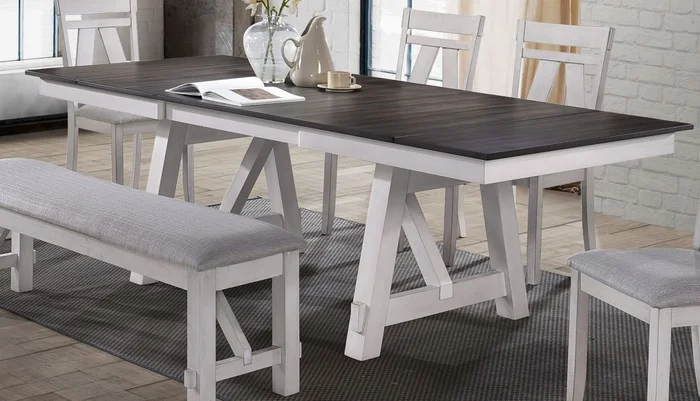 New Classic Furniture Maisie Dining Table in White/Brown PROMO