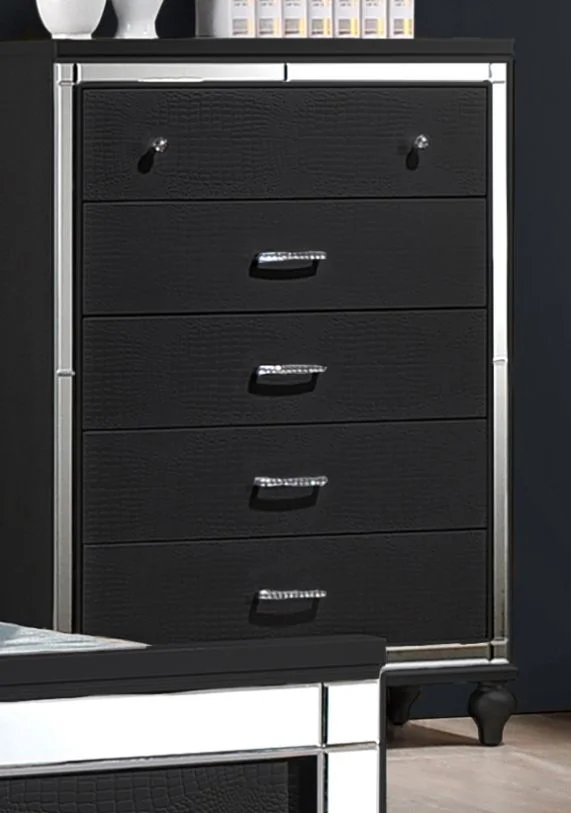 New Classic Furniture Valentino 5 Drawer Chest in Black 00-9698B-070 CLEARANCE PROMO