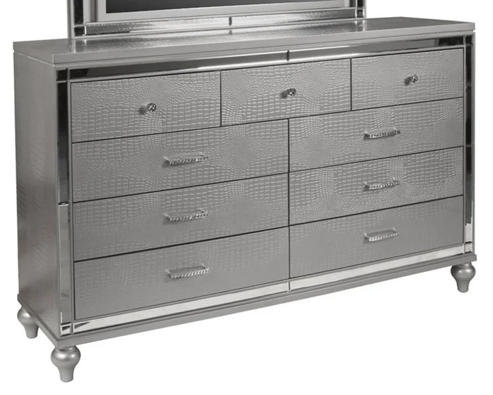 New Classic Furniture Valentino 9 Drawer Dresser in Silver PROMO