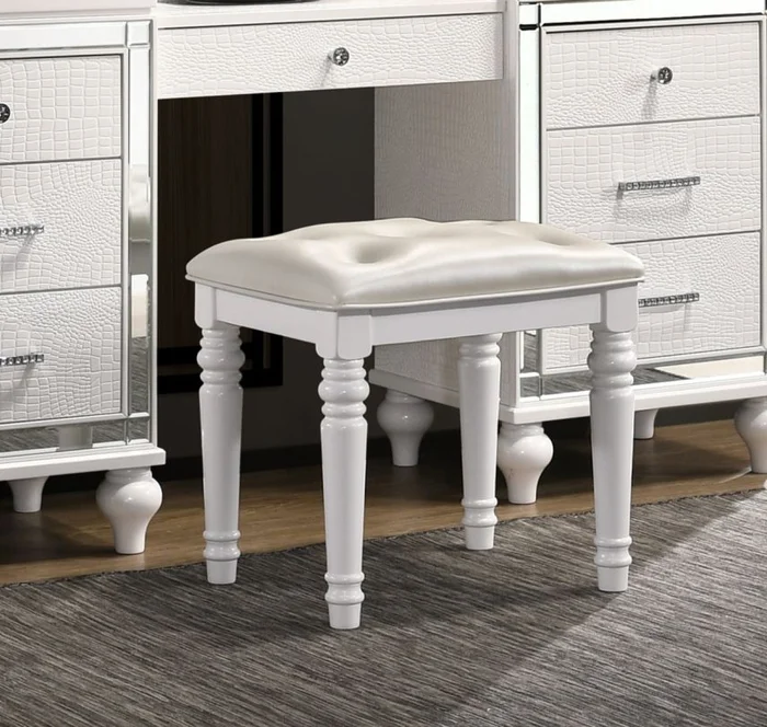 New Classic Valentino Vanity Table Stool in White BA9698W-092 PROMO