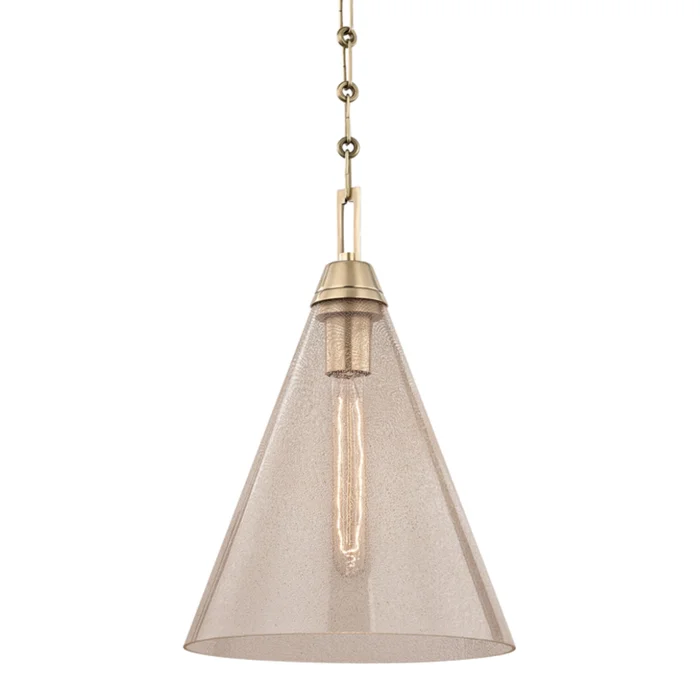 Newbury 1-Light Pendant in Aged Brass 10.75L x 10.75W x 16H