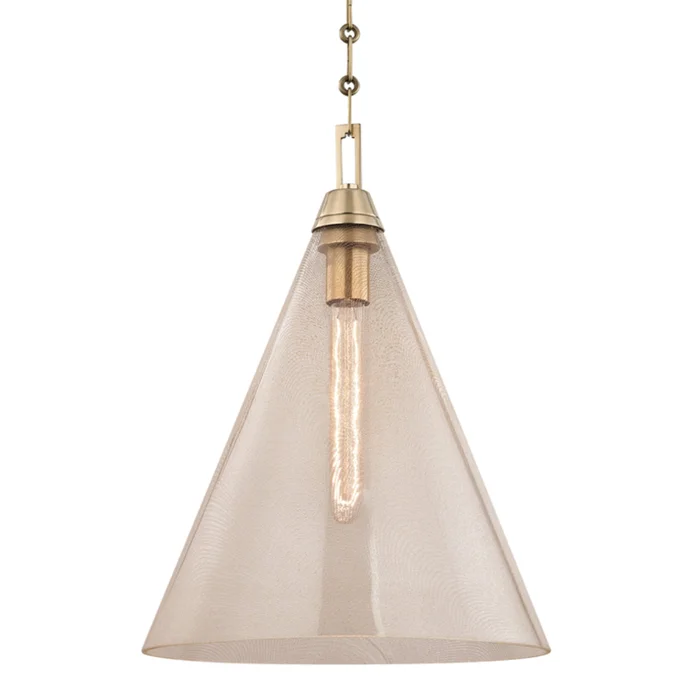Newbury 1-Light Pendant in Aged Brass 14L x 14W x 19H