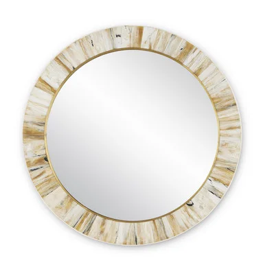 Niva Collection Mirror in Cream/Brass/Mirror (142|1000-0121)