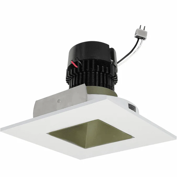 Nora NPRLV-4SNDSQCHMPW 4 Inch Pearl Modern Champagne Haze / Matte Powder White LED Square Retrofit Reflector with Square Aperture Recessed Lighting Insert